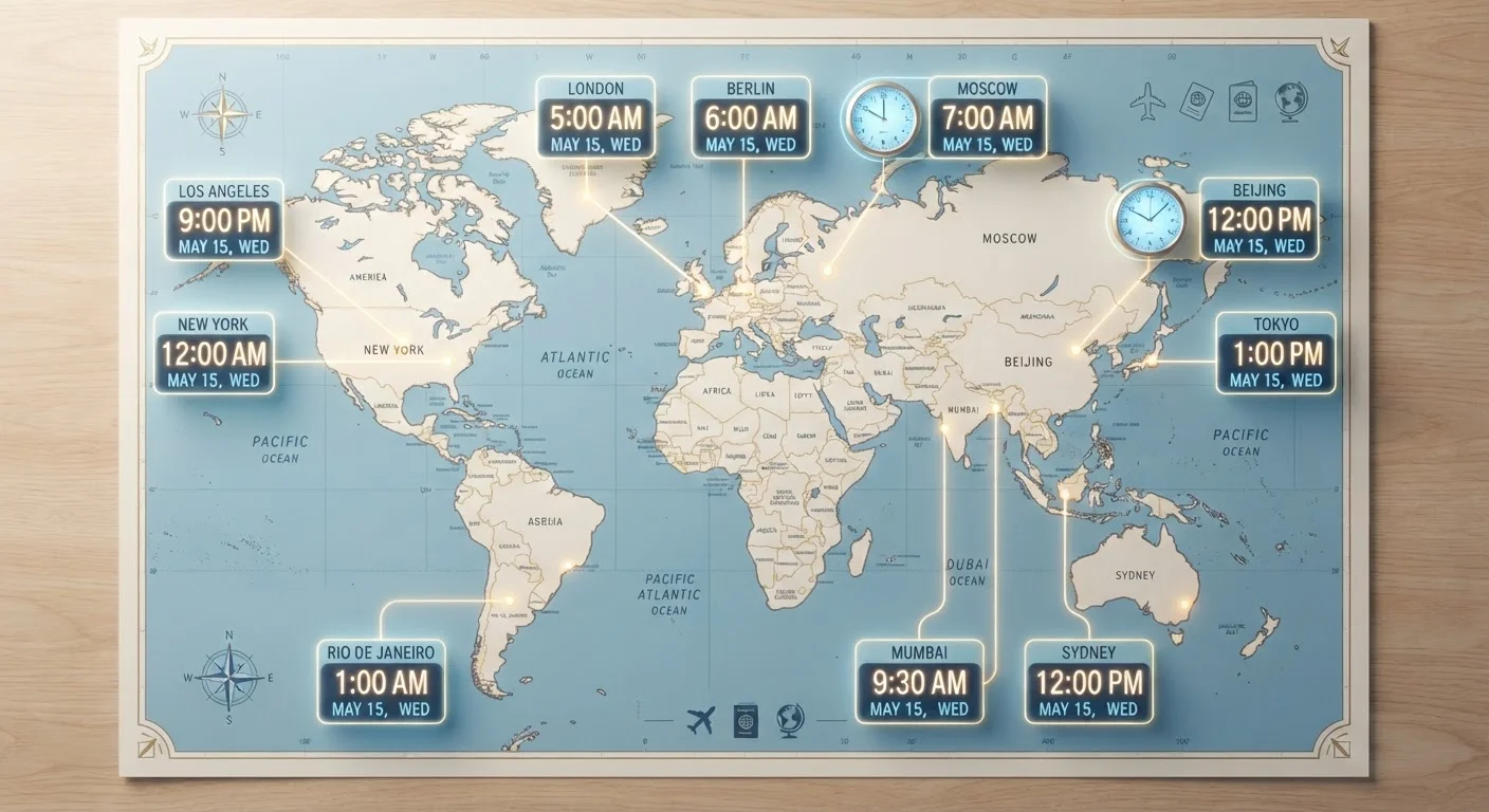 Time Zone Reference: Major World Cities and Their UTC Offsets
